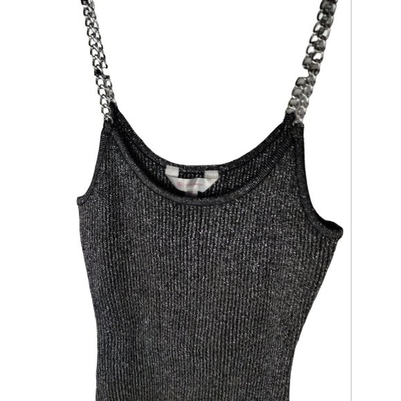 No Boundaries Sparkling Silver Chain Strap Tank Top Womens Size XS 1 - Picture 3 of 6